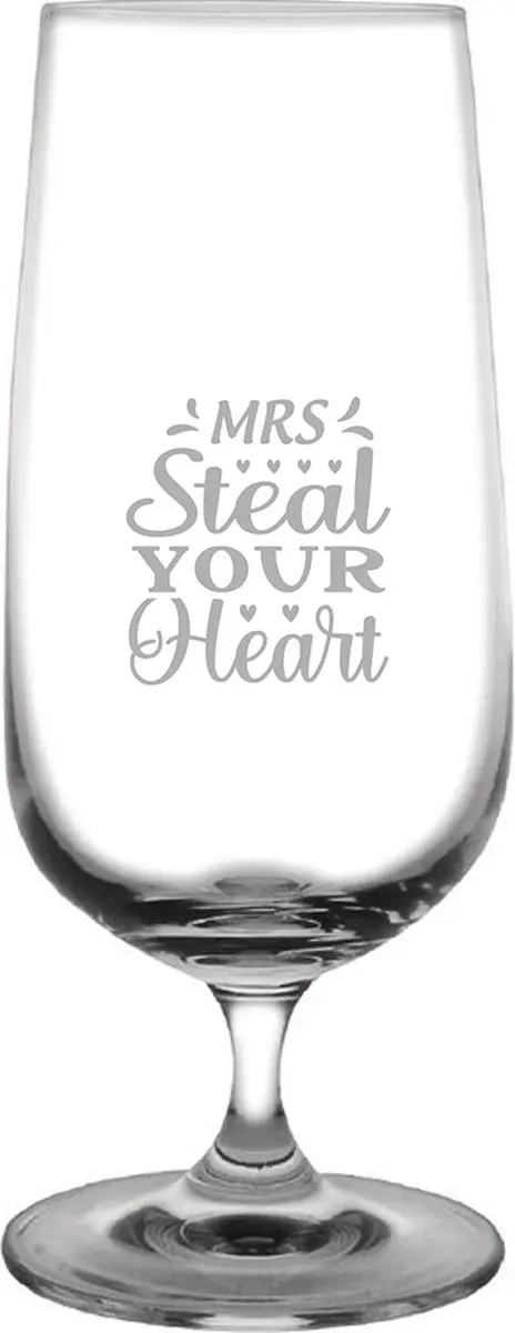 Gegraveerde Bierglas op voet 41cl Mrs. Steal your heart