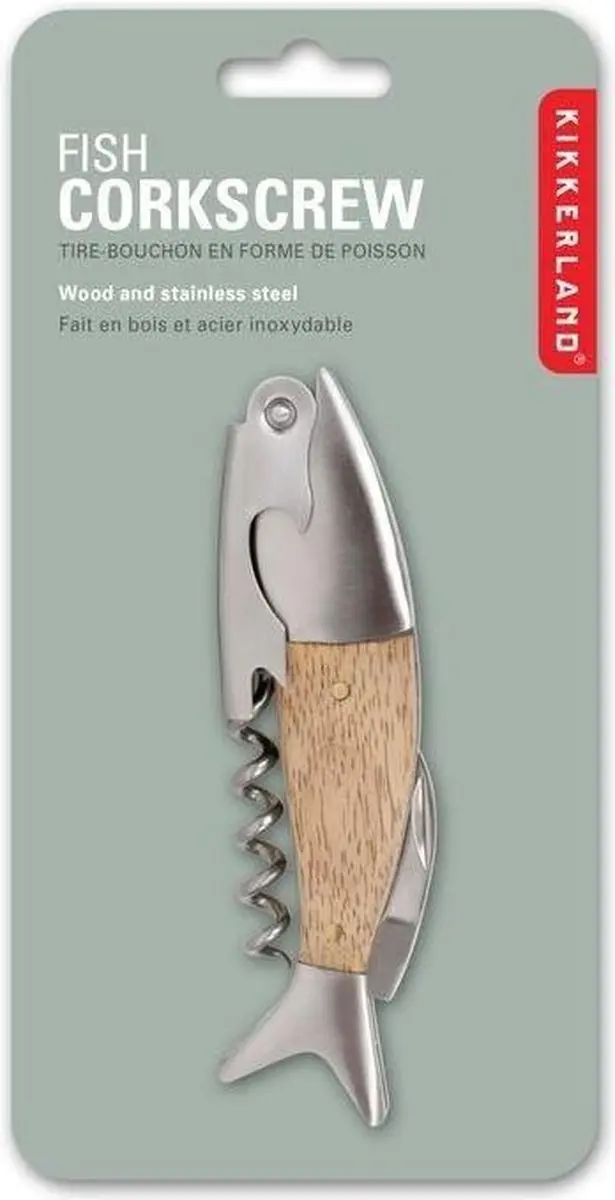 Kikkerland Fish Kurkentrekker - Zilver - afbeelding 3 van 4