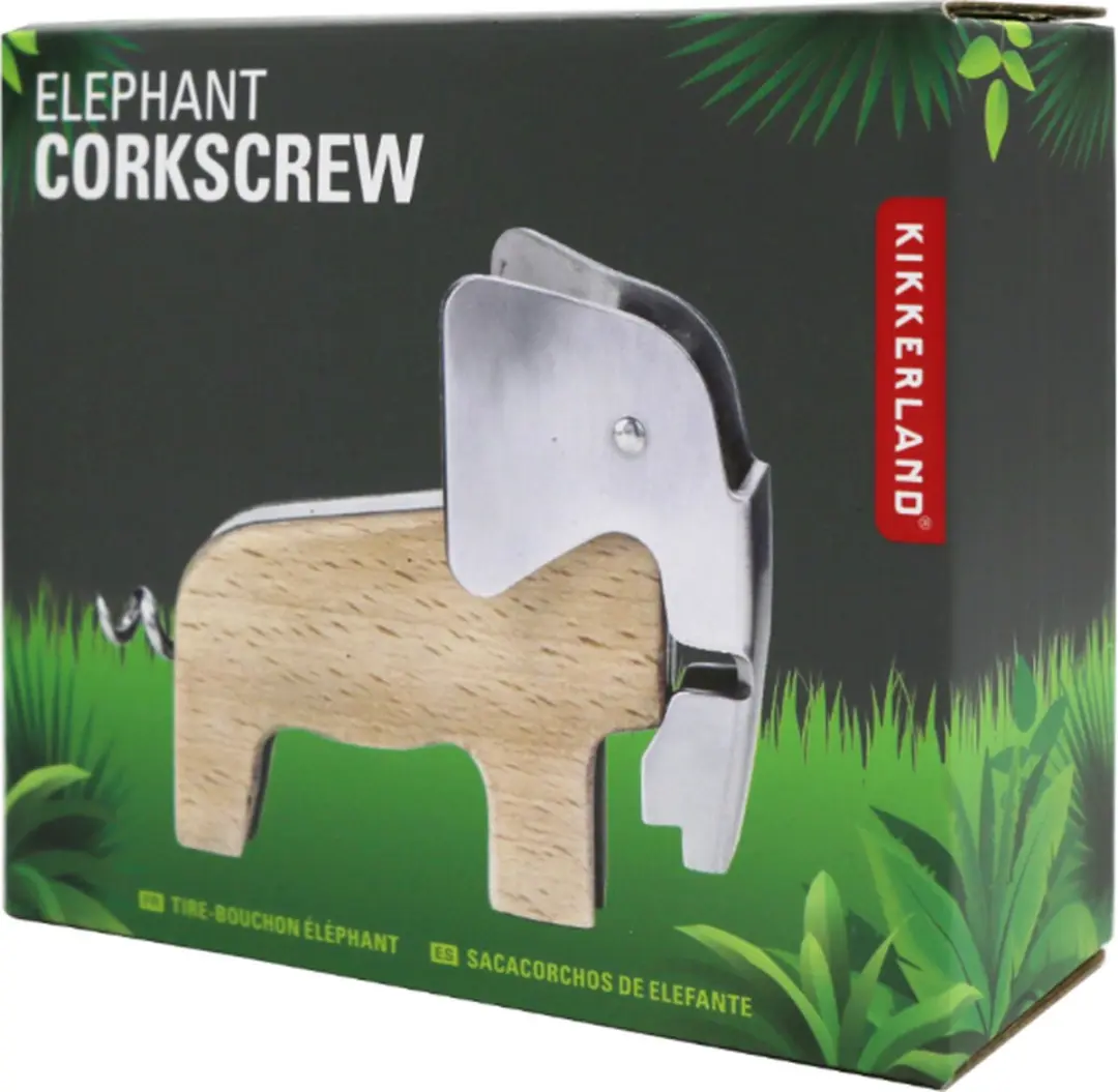 Kikkerland Olifant Kurkentrekker Beukenhout - afbeelding 4 van 6