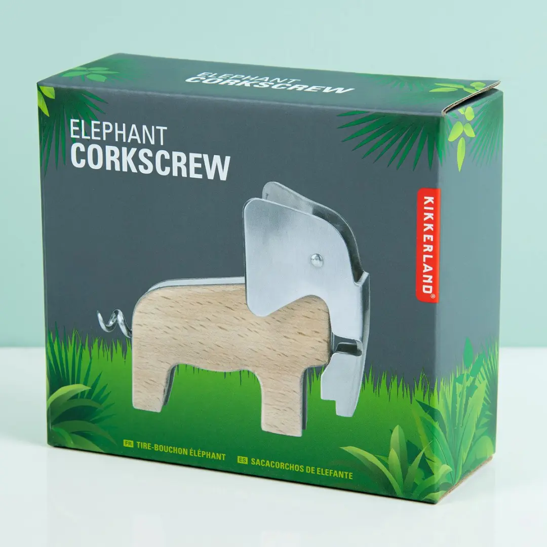 Kikkerland Olifant Kurkentrekker Beukenhout - afbeelding 6 van 6
