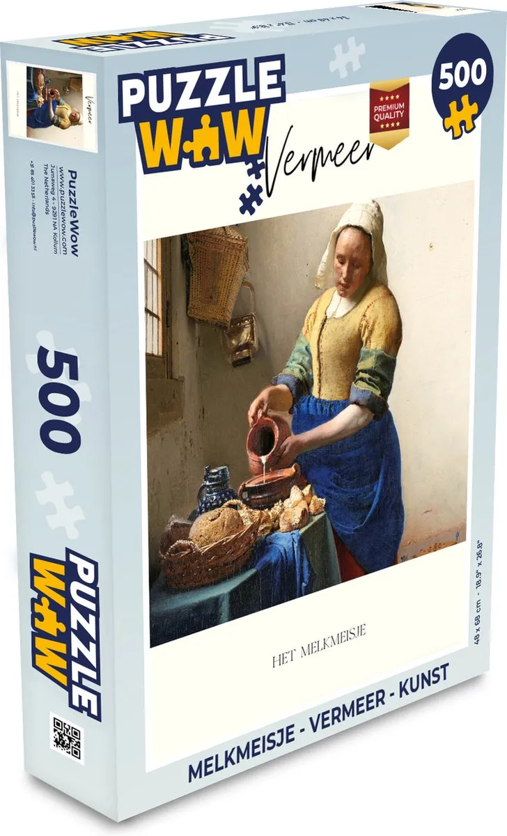 PuzzleWow Melkmeisje Vermeer Legpuzzel 500 Stuks