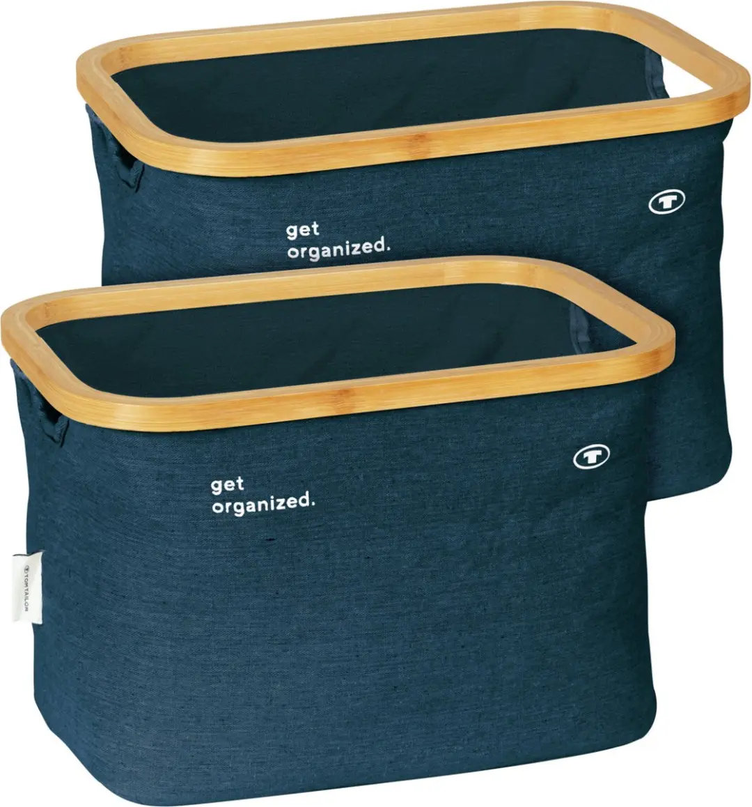 TOM TAILOR Opbergdoos Bamboe Frame Set van 2 Marineblauwe Mand Badkamer Organize