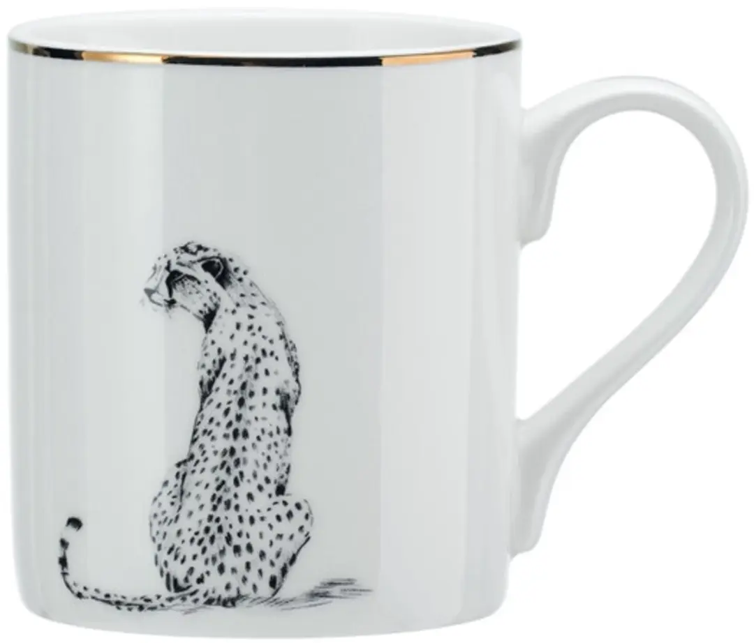Mok, Beker, 0.28 L, Cheetah, Wit, Porselein