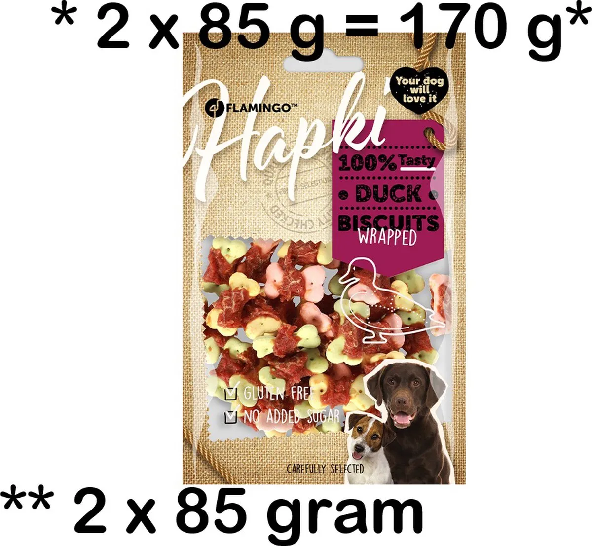 Flamingo Hapki Hondensnacks Eend 170g (2x85g) - Glutenvrij