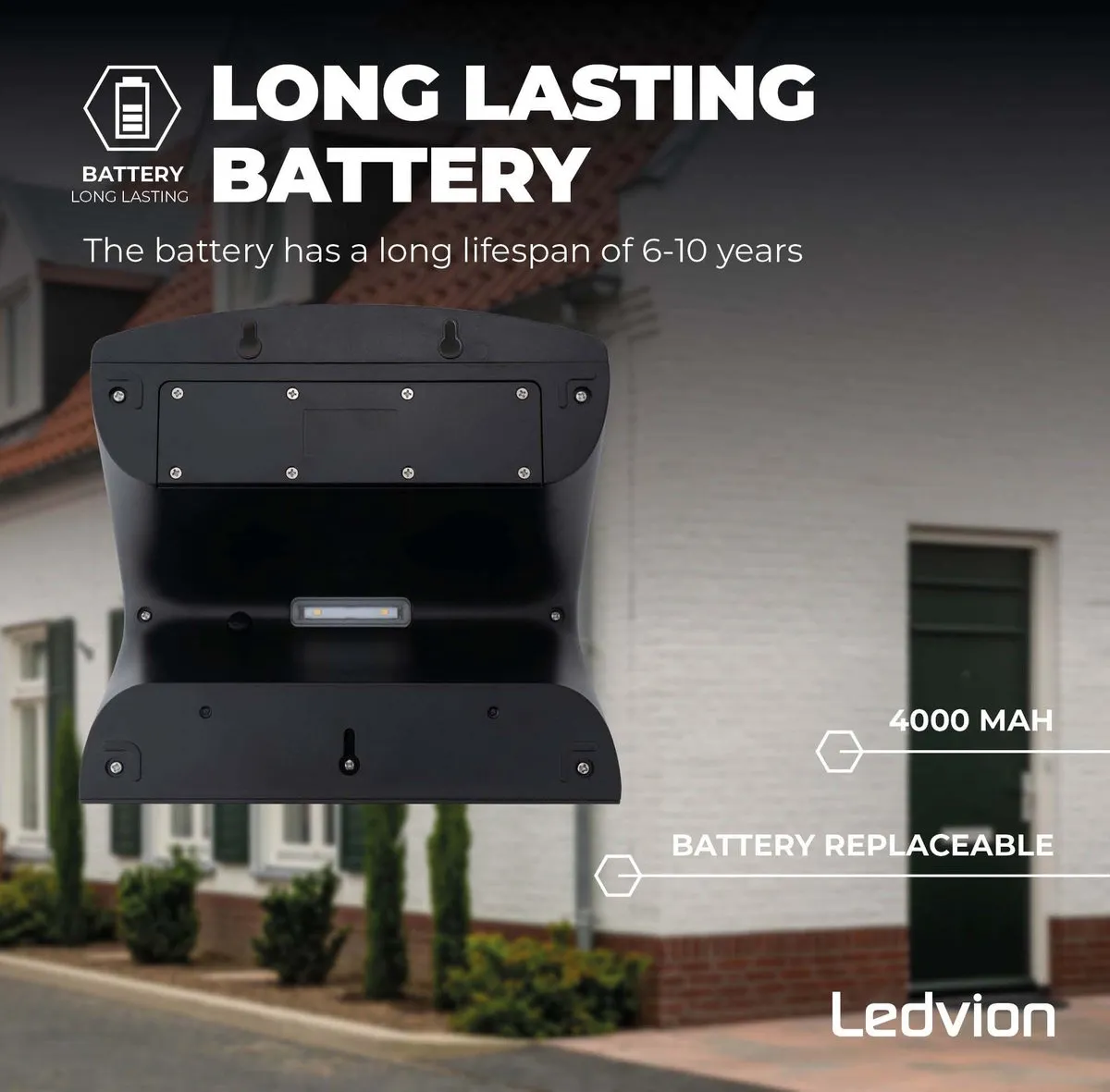 Ledvion Solar LED Wandlamp 8W 3000K - IP65 Zwart