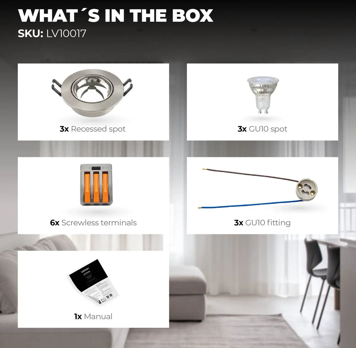 Ledvion 3X LED Inbouwspot Rio RVS - 3W - 2700K - Ø85mm