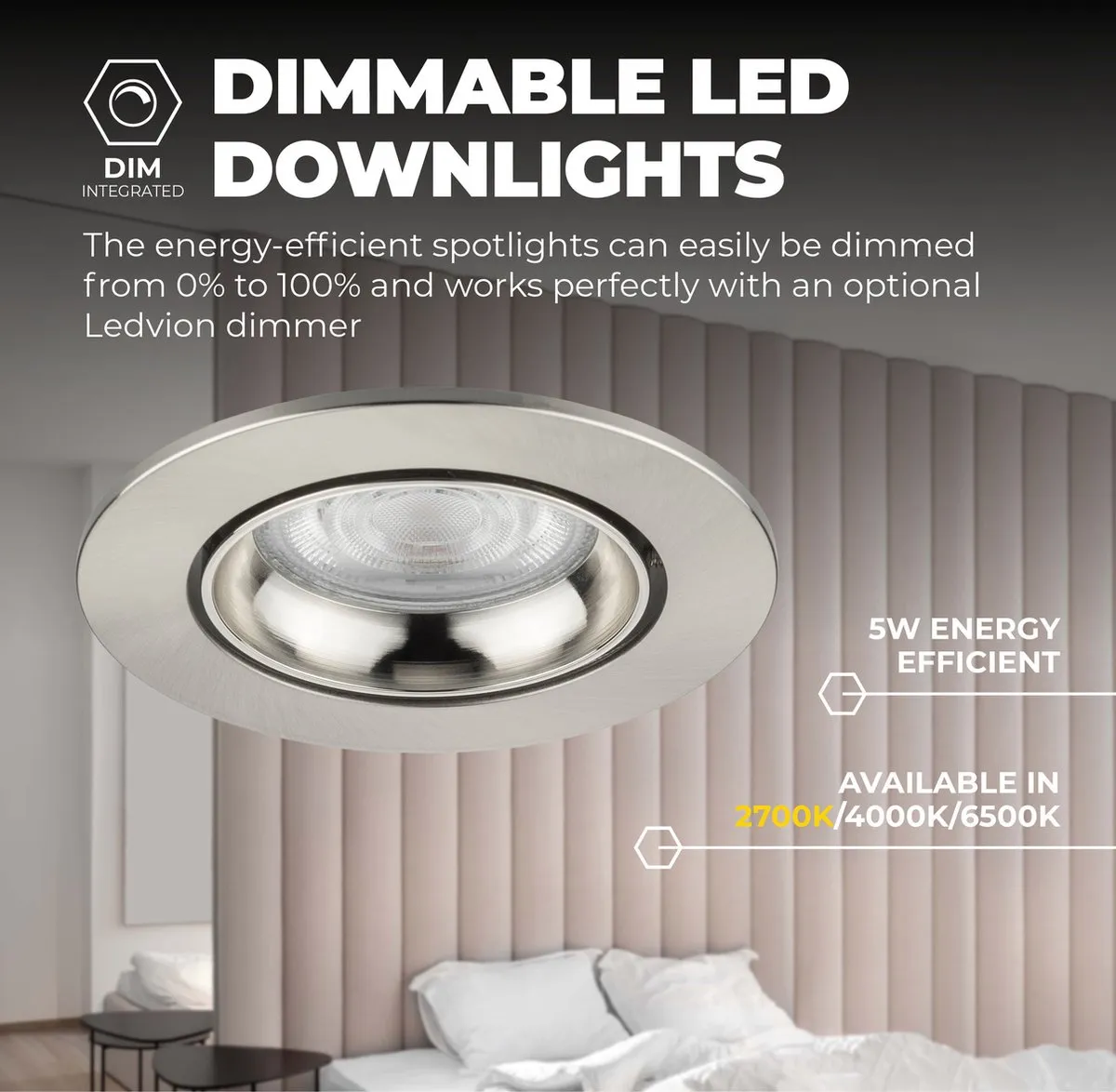 Ledvion 3X LED Inbouwspot Rio RVS - 3W - 2700K - Ø85mm