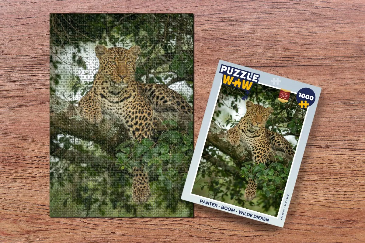 PuzzleWow Panter Boom Wilde Dieren Legpuzzel 1000 Stuks - Multicolor