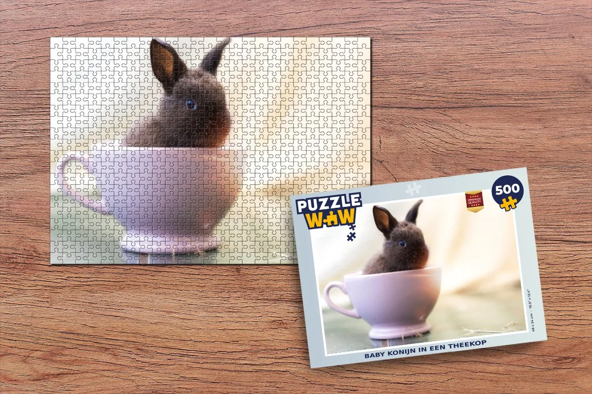 PuzzleWow Konijn Baby Theekop Legpuzzel 500 Stuks - Multicolor