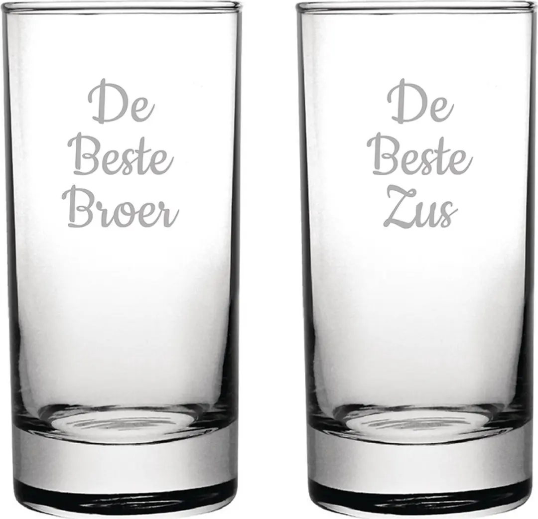 Gegraveerde longdrinkglas 28,5cl De Beste Broer- De Beste Zus