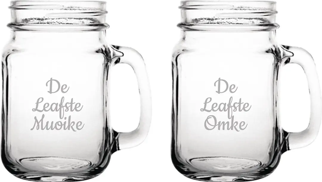 Gegraveerde Drinkglas 45cl De Leafste Muoike-De Leafste Omke