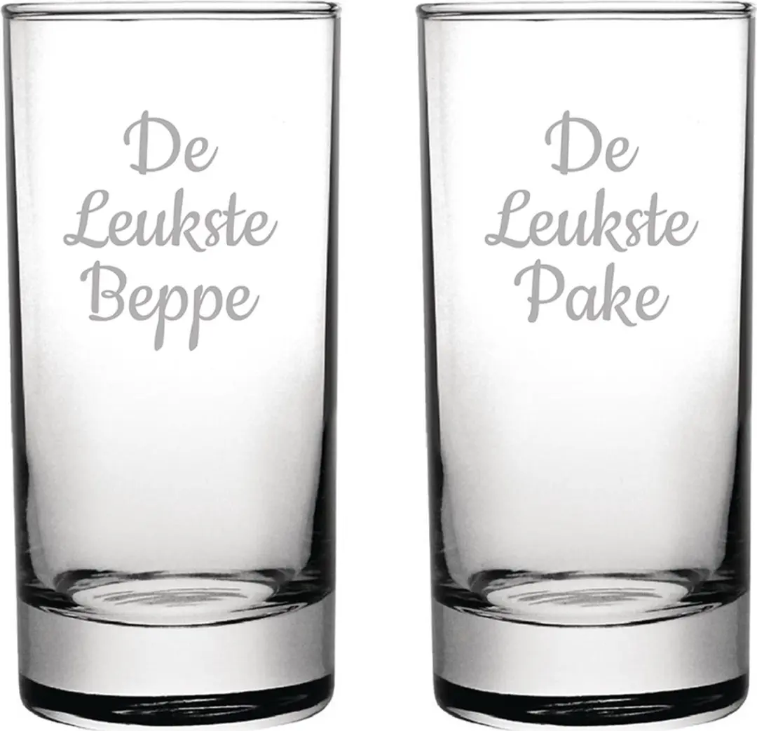 Gegraveerde longdrinkglas 28,5cl De Leukste Pake- De Leukste Beppe