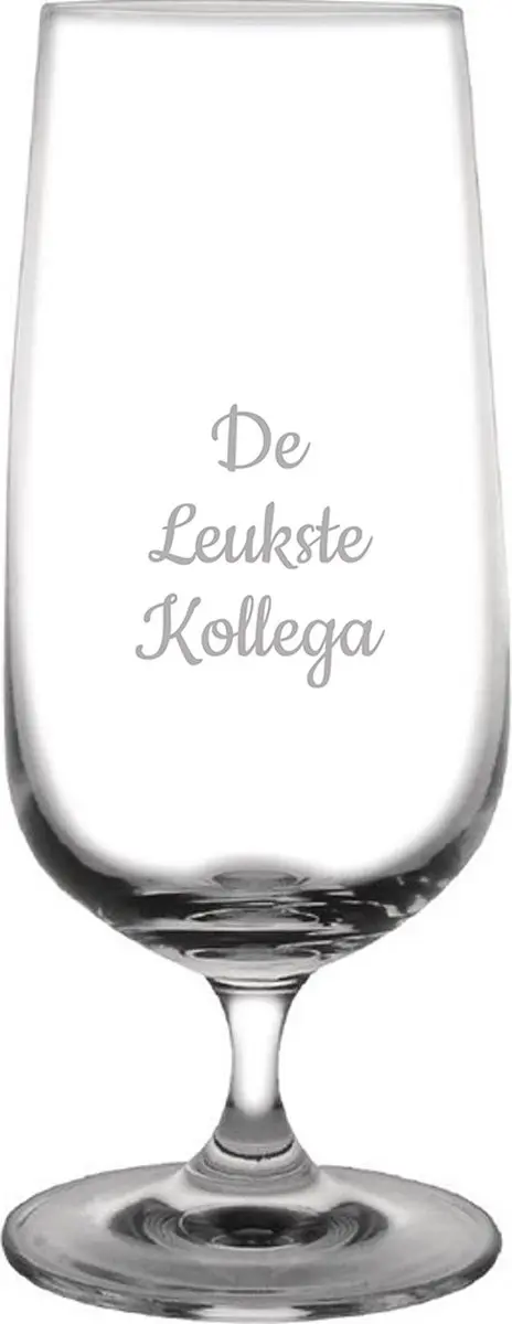 Gegraveerde bierglas op voet 41cl De Leukste Kollega
