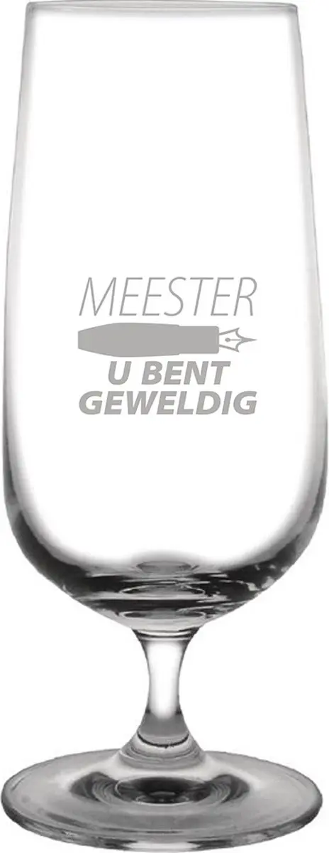 Gegraveerde bierglas op voet 41cl Meester u bent geweldig