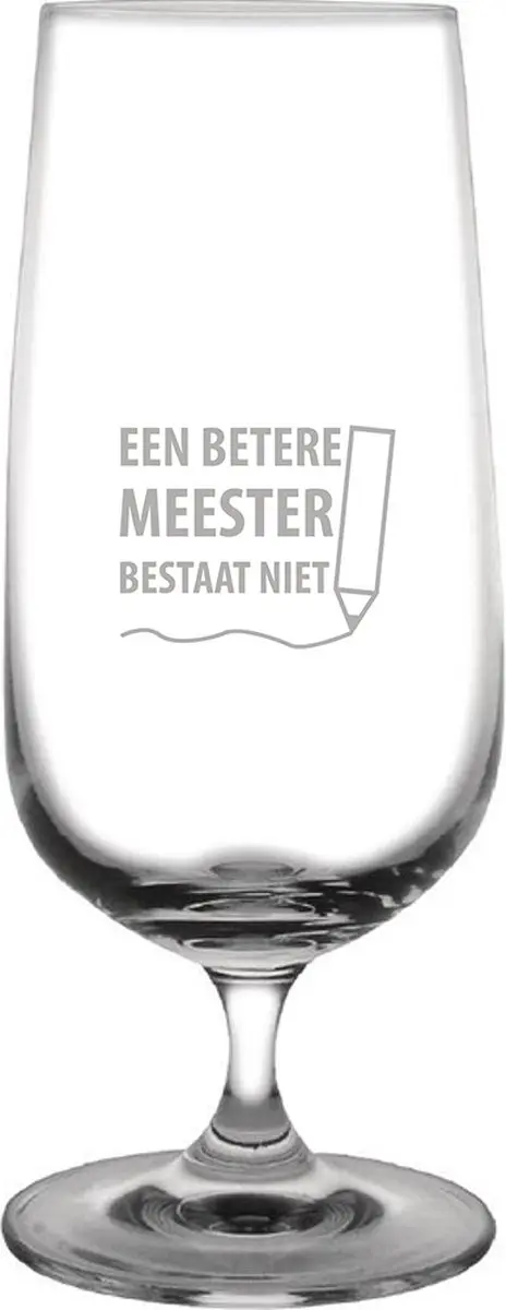 Gegraveerde bierglas op voet 41cl een betere meester bestaat niet