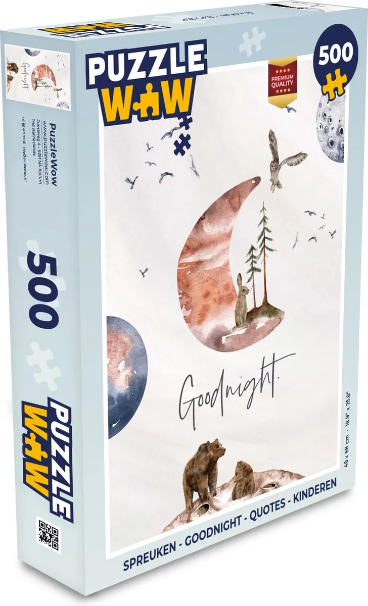 PuzzleWow Quotes Goodnight Legpuzzel 500 Stuks