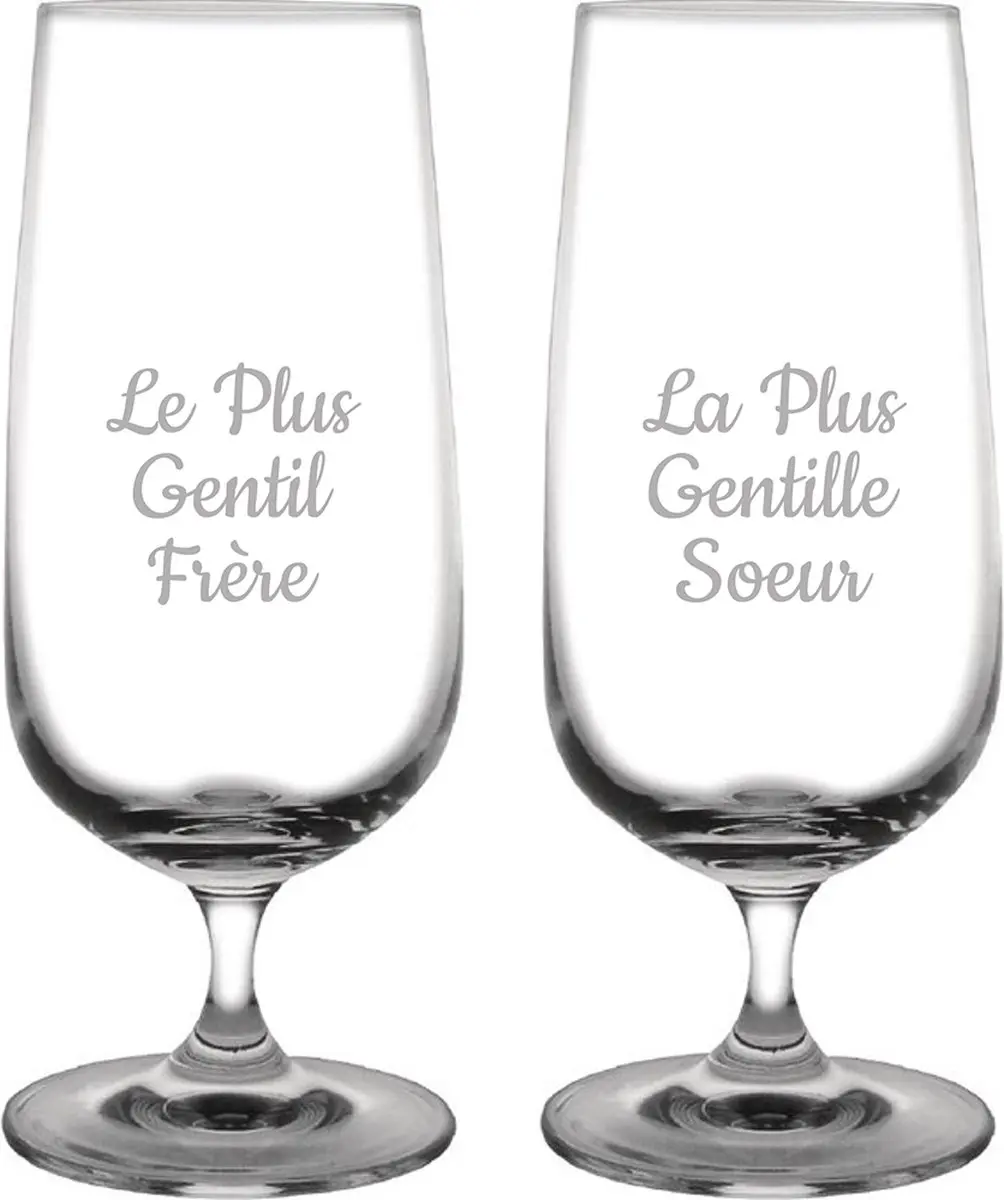 Bierglas op voet gegraveerd