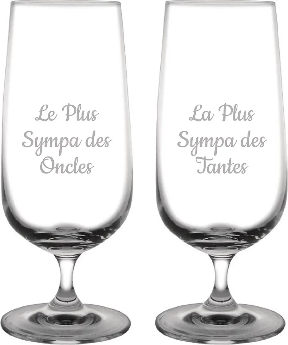 Bierglas op voet gegraveerd