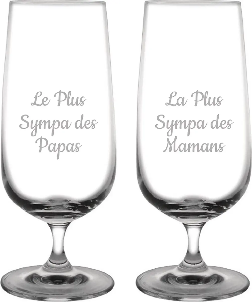 Bierglas op voet gegraveerd