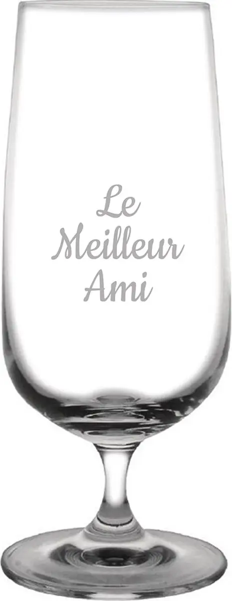 Bierglas op voet gegraveerd