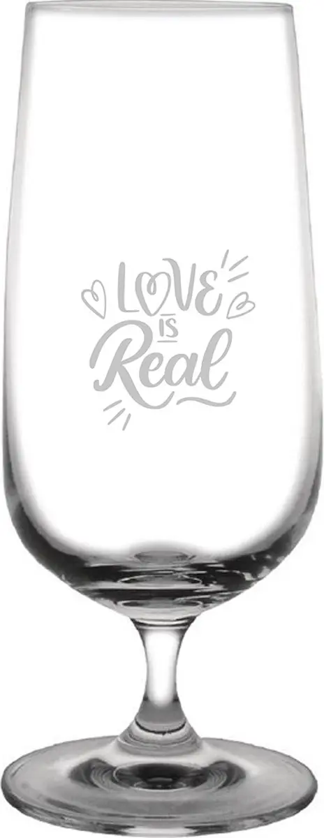 Gegraveerde bierglas op voet 41cl Love is real