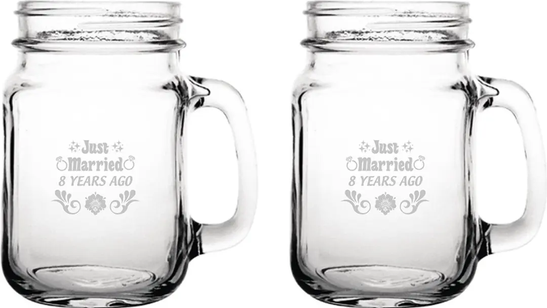 Gegraveerde set drinkglazen 45cl Just Married 8 years ago