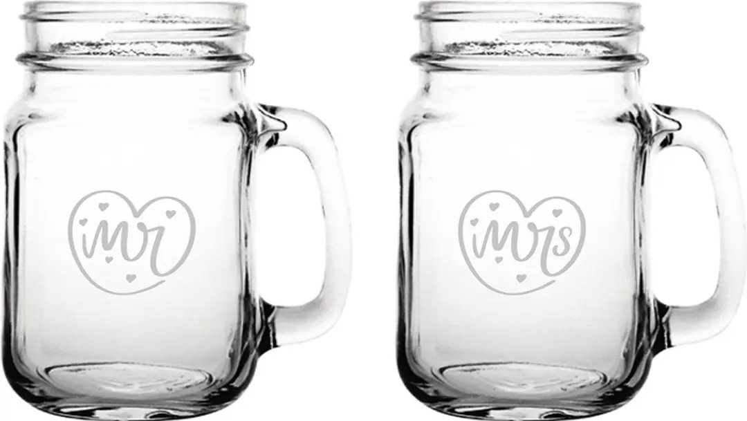 Gegraveerde set drinkglazen 45cl Mr. In hartje