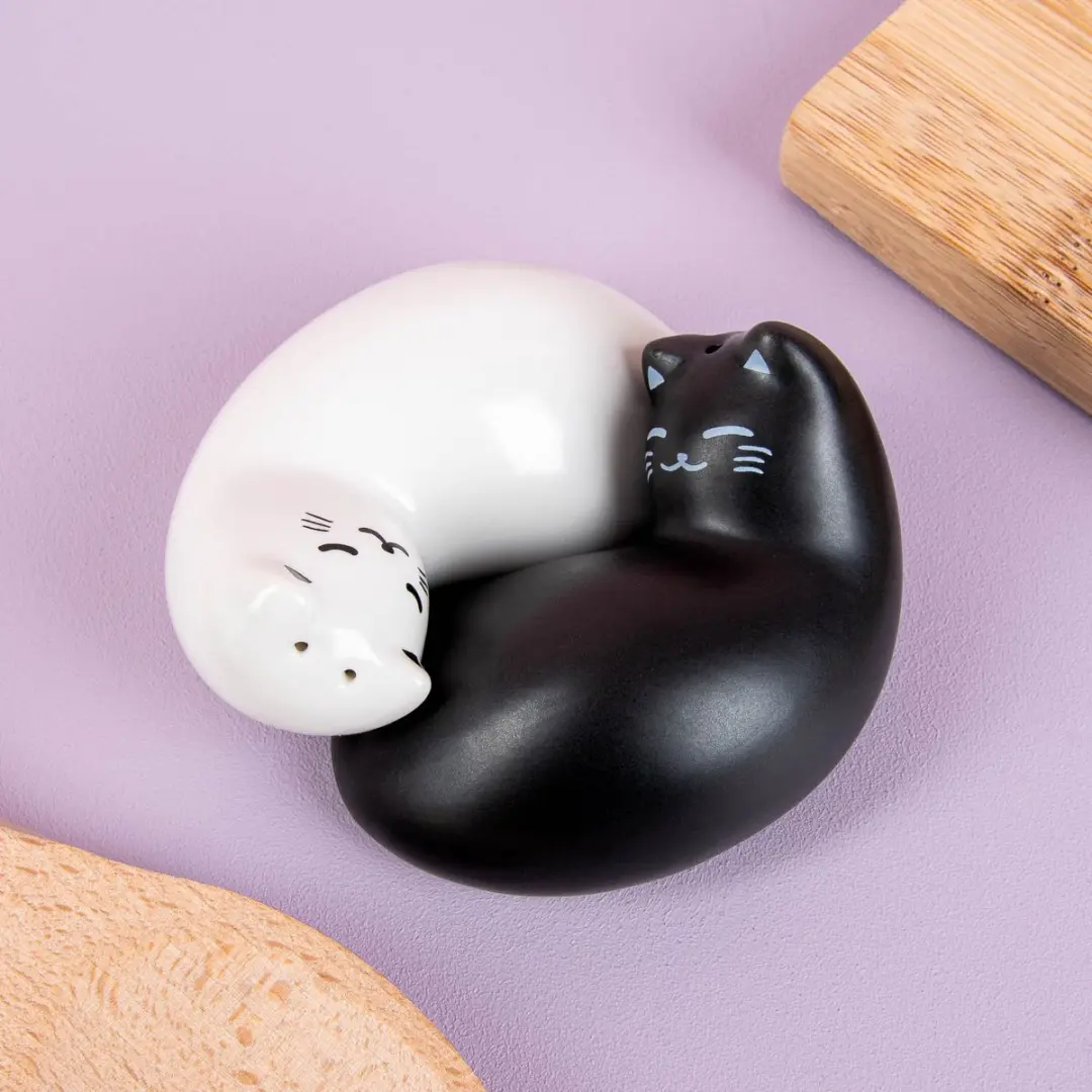 Kikkerland Purrfect Zout- en pepermolen - Zwart/Wit - afbeelding 5 van 6