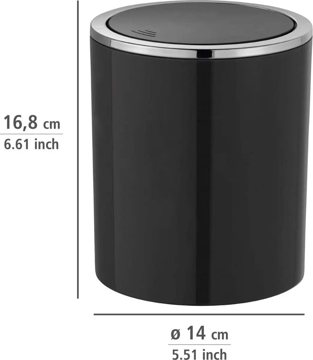 Wenko Inca Afvalbak 2L Zwart - afbeelding 2 van 5