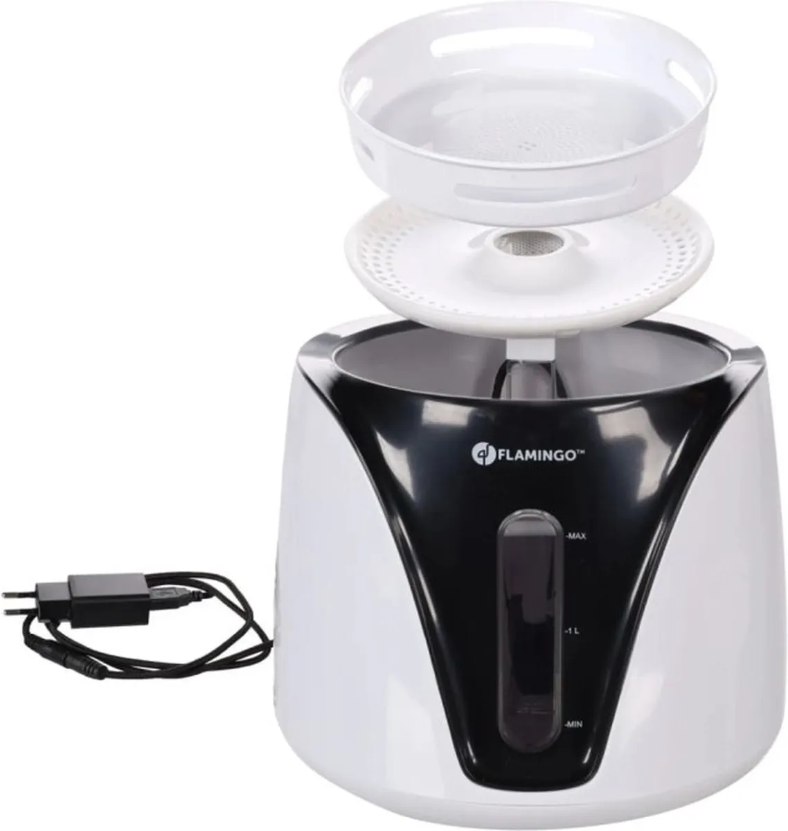 Flamingo Drinkfontein Adriana 2L - Zwart/Wit