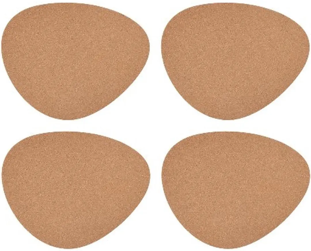 Placemats, Set van 4 Stuks, Kiezel Vorm, Kurk, 38 x 30 CM, Naturel
