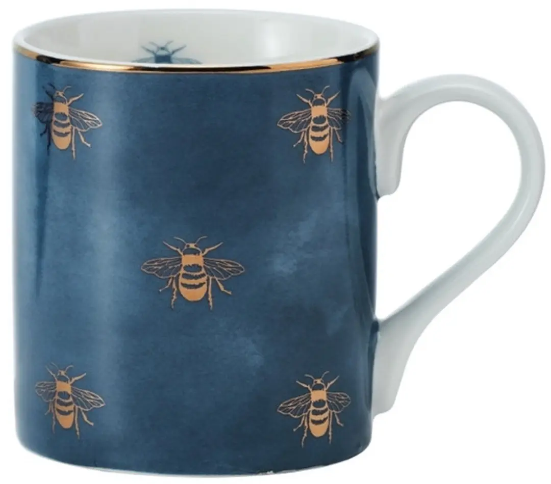 Mok, Beker, 0.28 L, Bijen, Blauw, Porselein