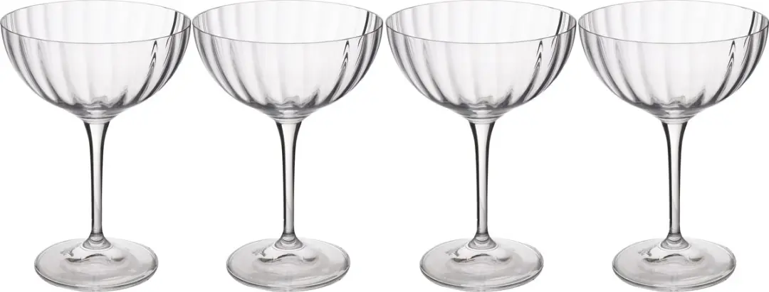 Champagneglazen, Coupes, Set van 4 Stuks, 0.3 L, Loodvrij Glas
