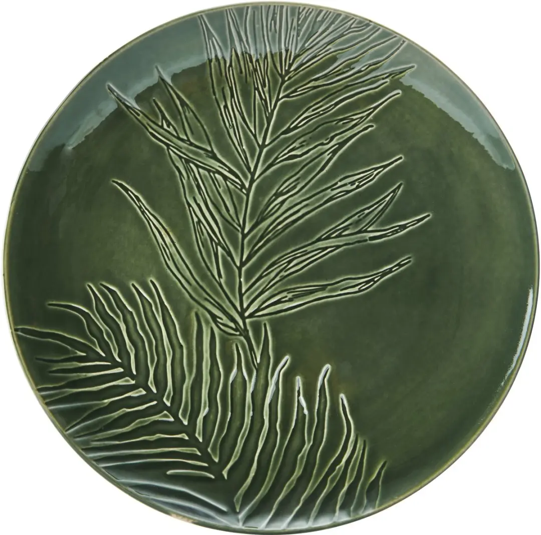 Serveerbord, Serveerschaal, Rond, 35.5 cm, Groen, Keramiek