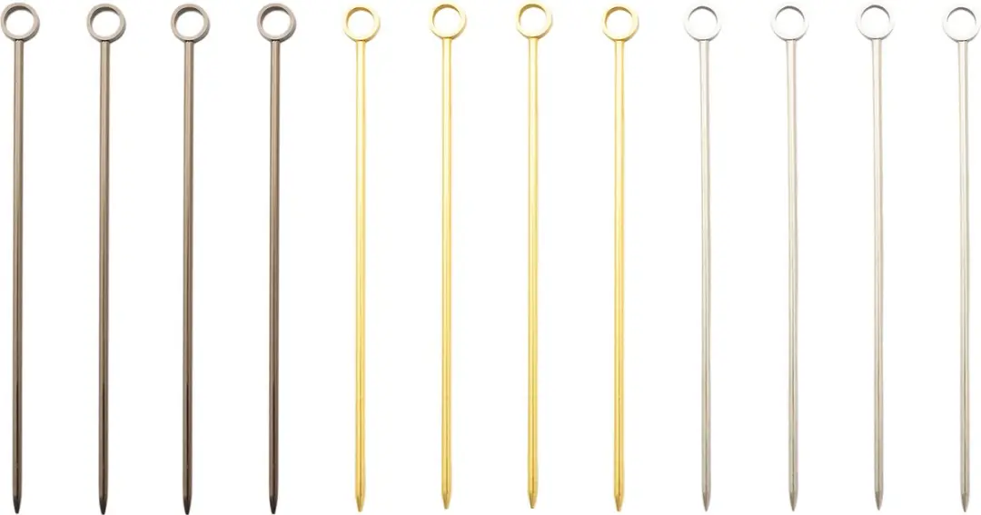 Point-Virgule set van 12 prikkers met ring in rvs 3 kleuren 10.8x0.8x.0.8cm