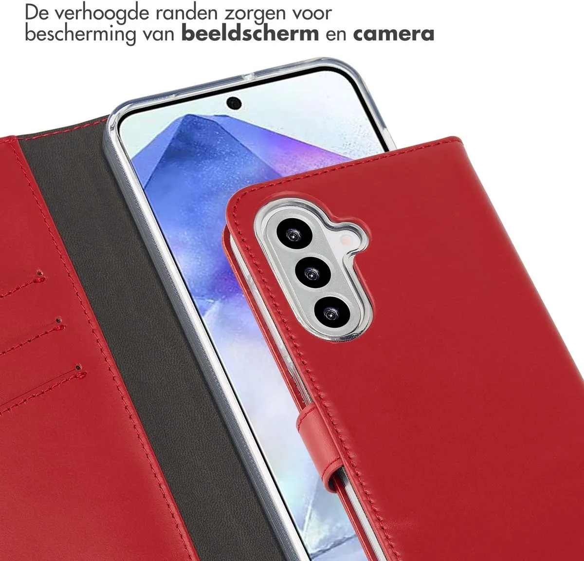 Selencia Hoesje Samsung Galaxy A26 - Echt Lederen Bookcase Rood