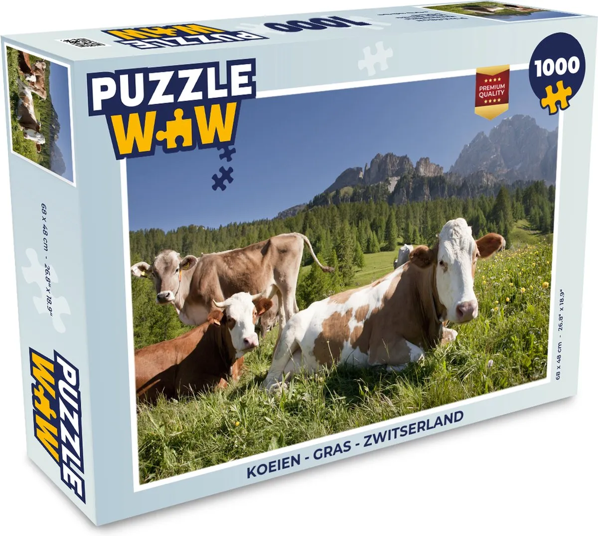 PuzzleWow Koeien Gras Zwitserland Legpuzzel 1000 Stuks