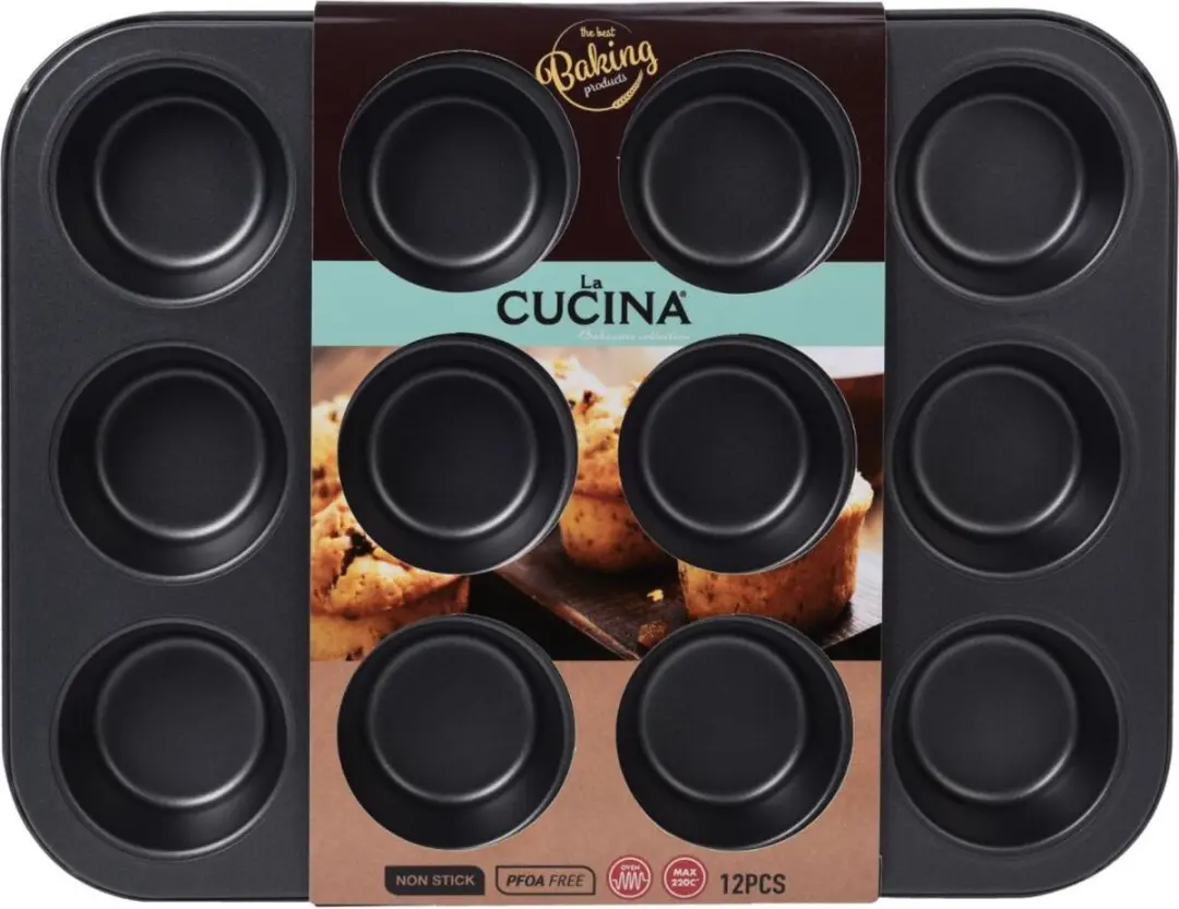 Koopman La Cucina Muffinvorm 35x26.5x3.5cm Zwart - afbeelding 2 van 2