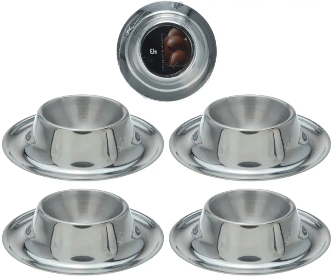 Excellent Houseware Eierdopset RVS 4 stuks