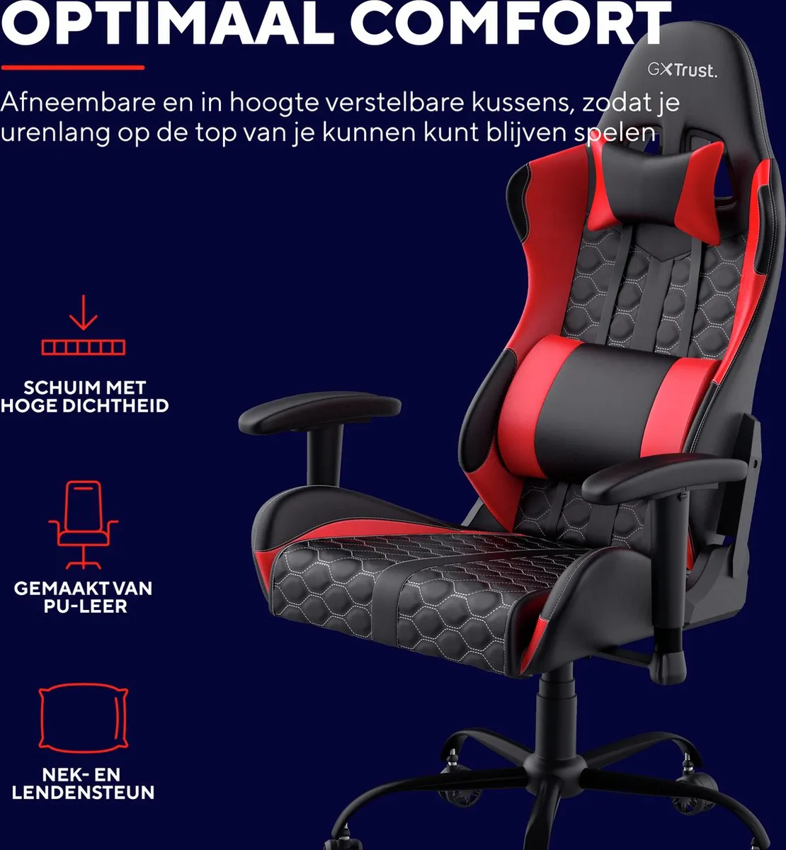 Trust GXT 708R Resto Gaming Stoel - Rood - 24217