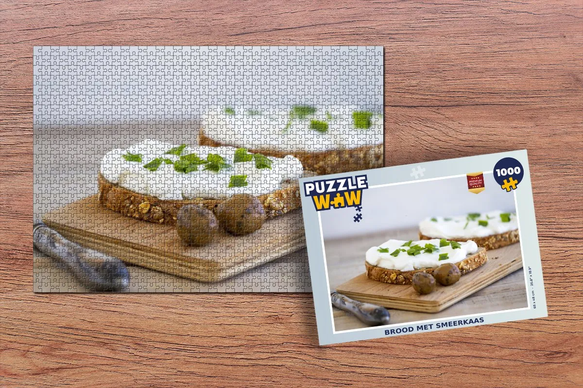 PuzzleWow Brood met smeerkaas Legpuzzel 1000 Stuks - Multicolor