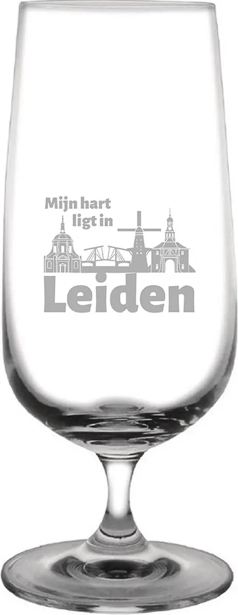 Gegraveerde bierglas op voet 41cl Leiden