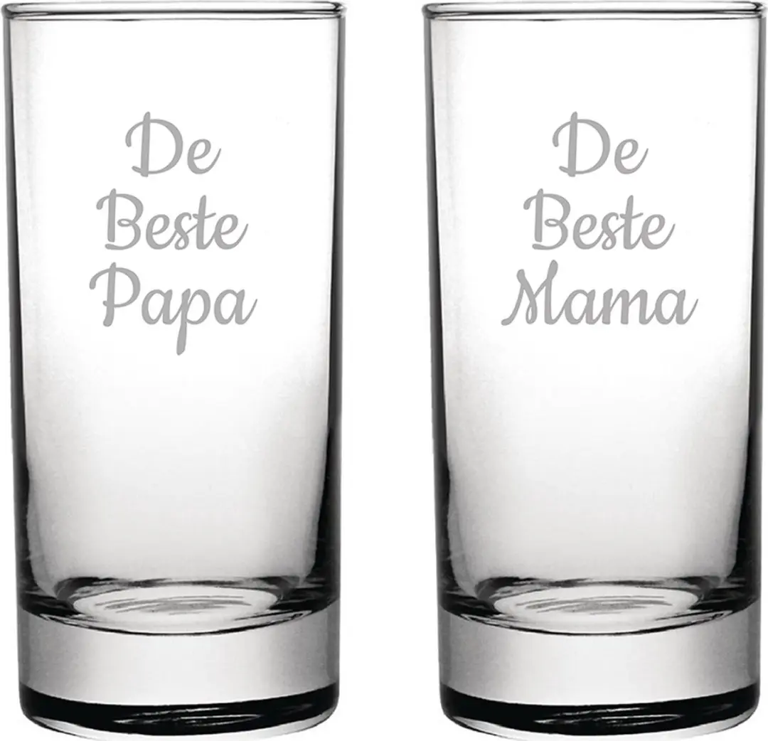 Gegraveerde longdrinkglas 28,5cl De Beste Mama-De Beste Papa