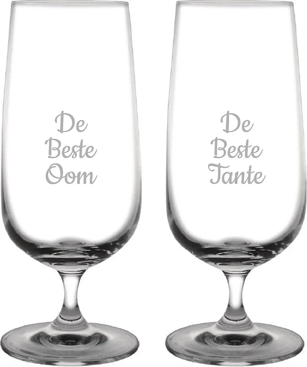 Gegraveerde bierglas op voet 41cl De Beste Tante-De Beste Oom