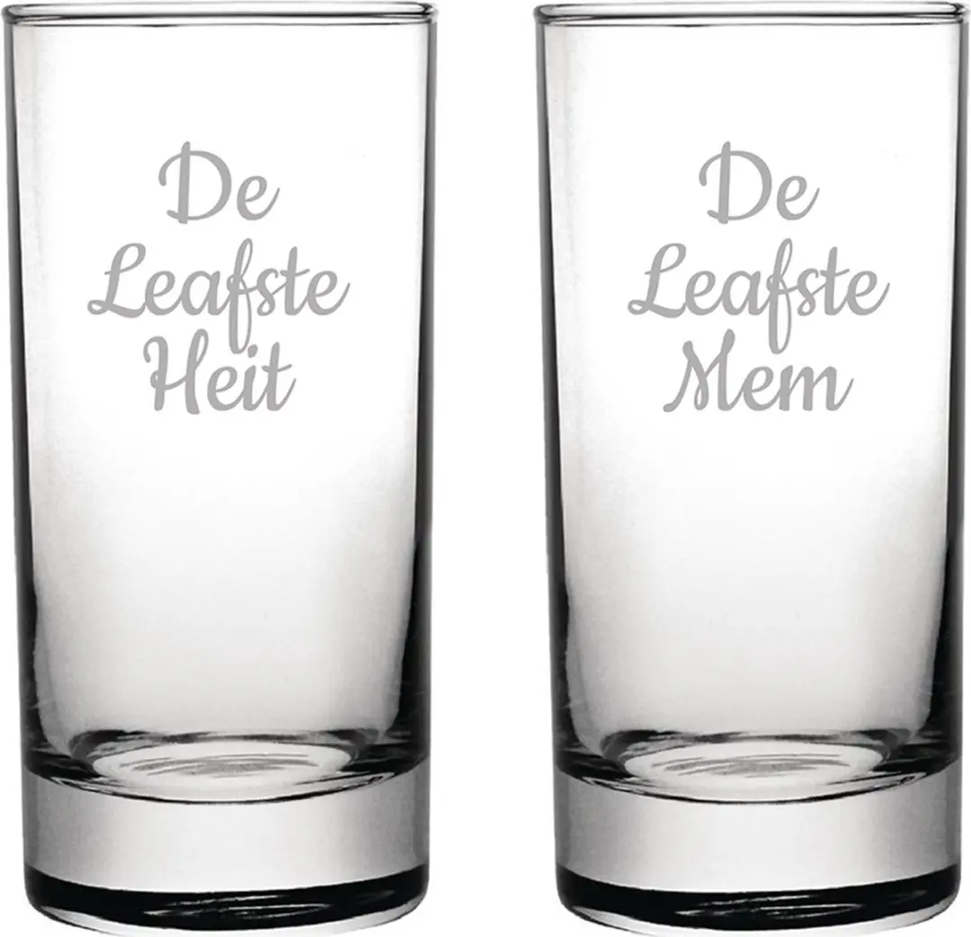 Gegraveerde longdrinkglas 28,5cl De Leafste Mem-De Leafste Heit