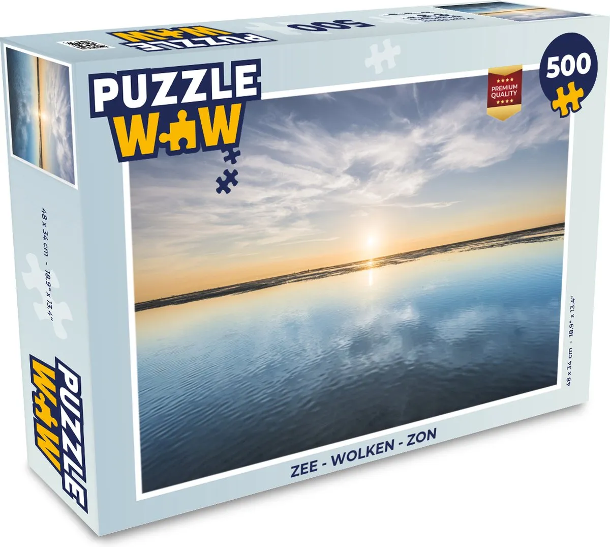 PuzzleWow Zee Wolken Zon Legpuzzel 500 Stuks