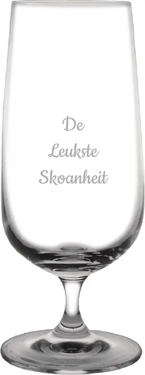 Gegraveerde bierglas op voet 41cl De Leukste Skoanheit