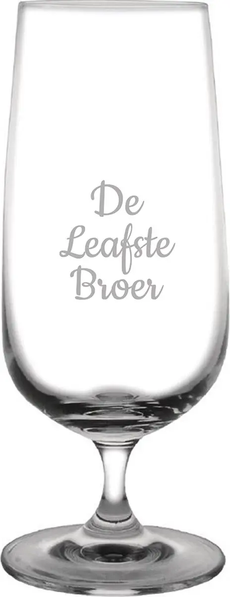 Gegraveerde bierglas op voet 41cl De Leafste Broer