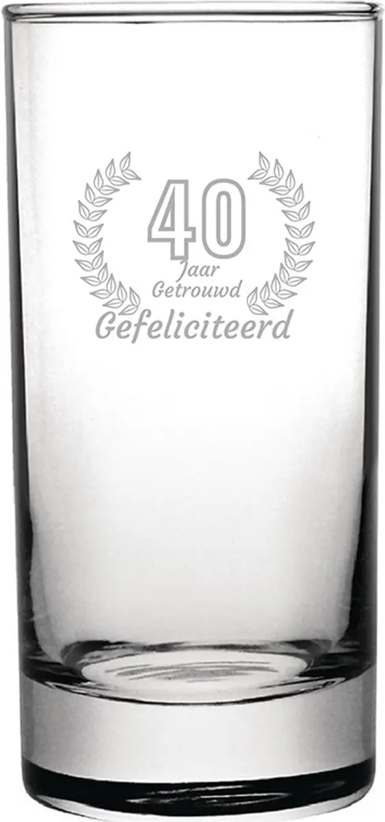 Gegraveerde Longdrinkglas 28,5cl Gefeliciteerd 40 jaar getrouwd