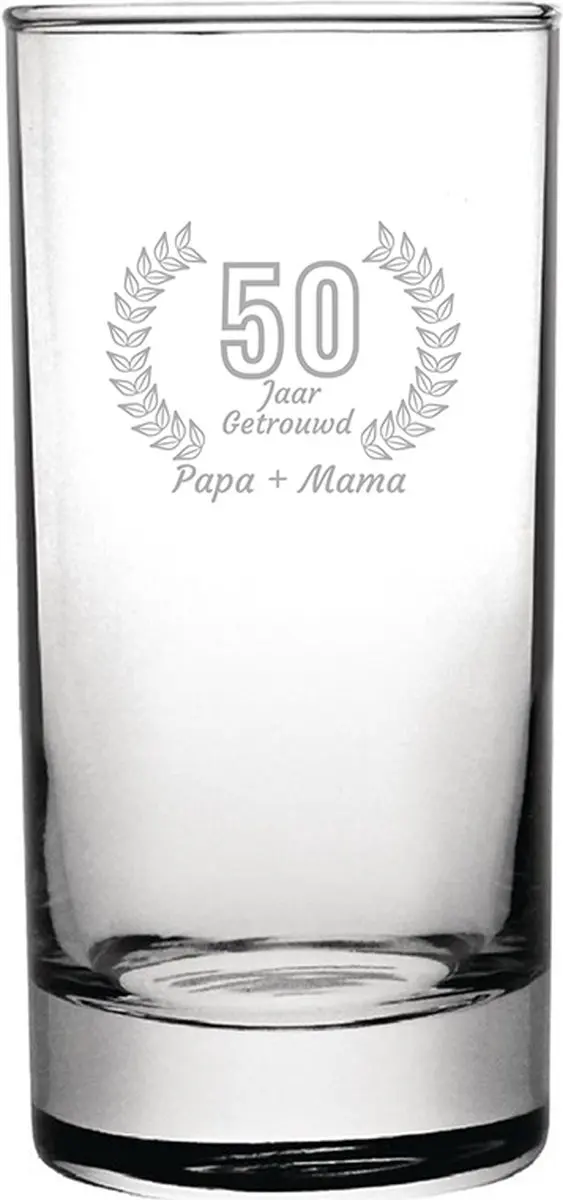 Gegraveerde Longdrinkglas 28,5cl Papa + mama 50 jaar getrouwd